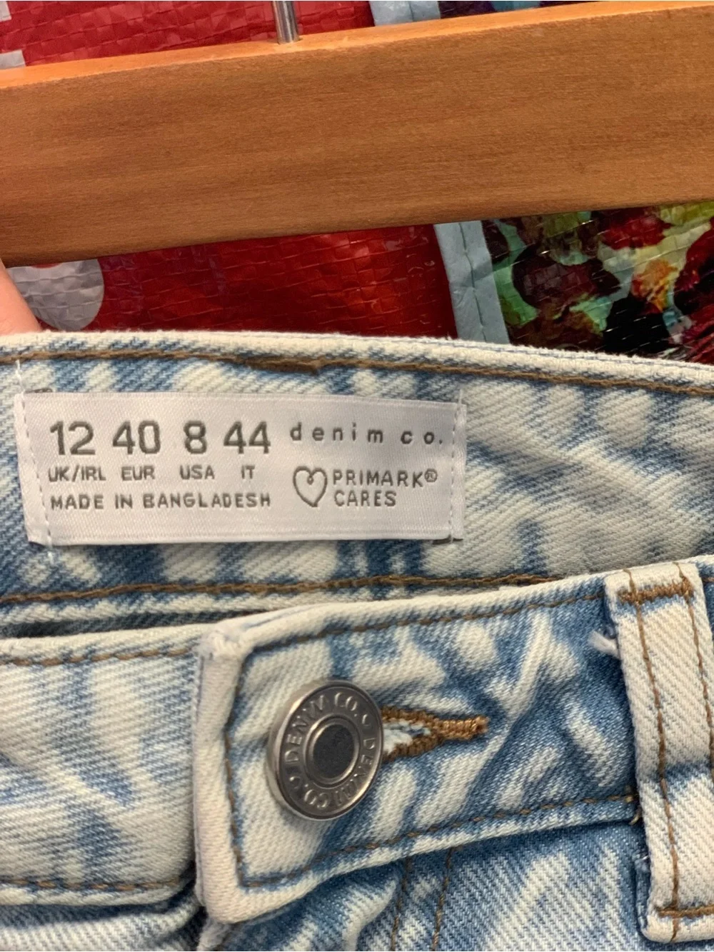 Primark Light Wash Distressed High-Rise Denim Shorts Size -8 Scandi Casual